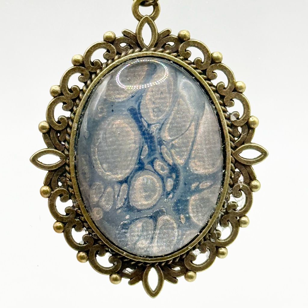 Vintage Style Blue And Gold Pendant Necklace